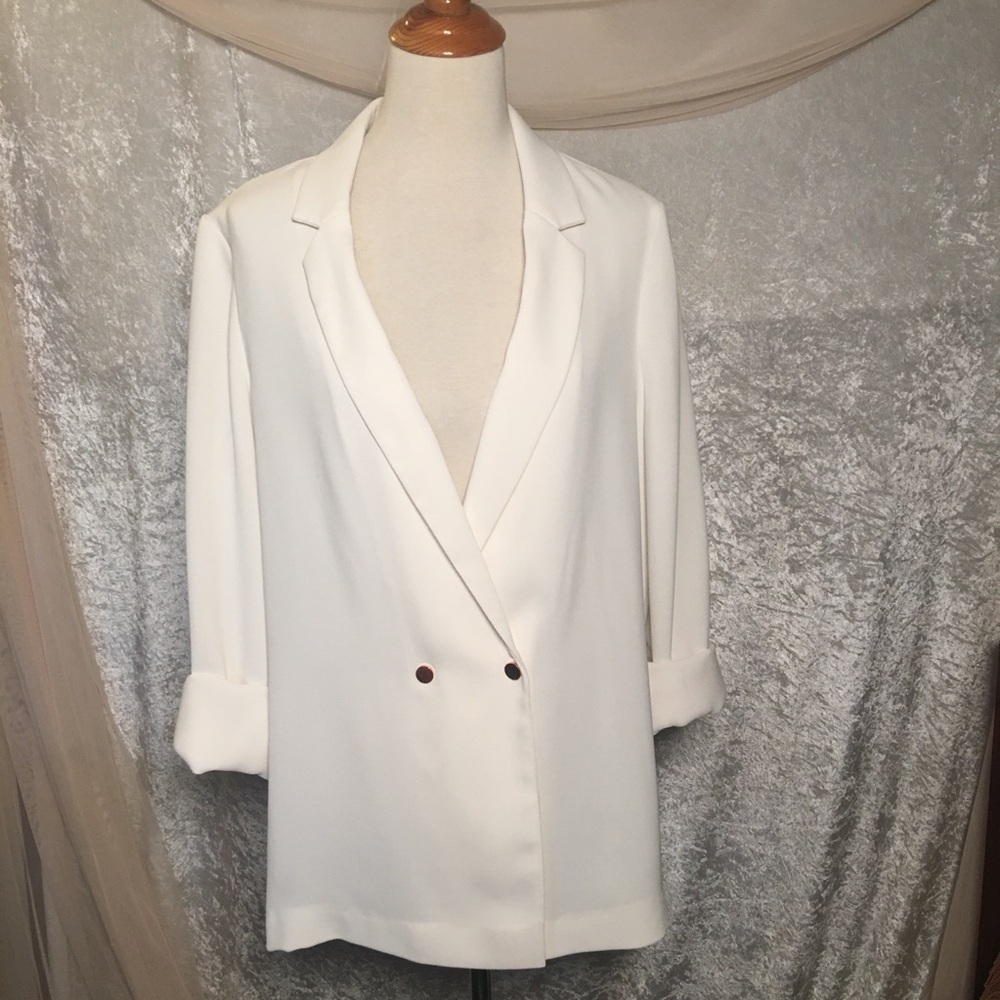 Topshop Ivory Double-Breasted Blazer